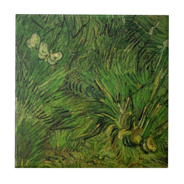Två vita fjärilar av Vincent van Gogh Kakelplatta (Framsidan)
