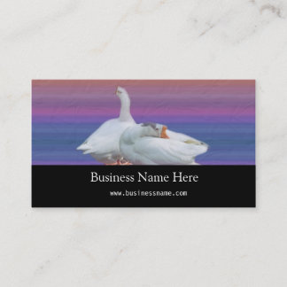 två vita gäss i färg visitkort