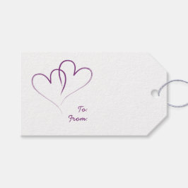 Två vita hjärtan sammanflätade - biskops lila presentetikett