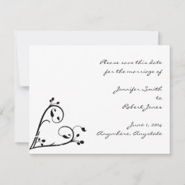 Två vita peacockor och hjärtat Spara datumet