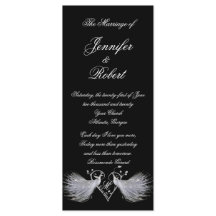 Två vita peacockor- och hjärtmonogramprogram