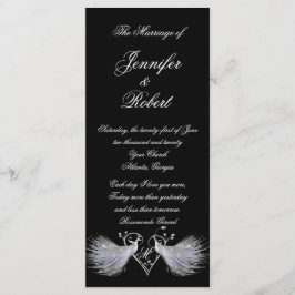 Två vita peacockor- och hjärtmonogramprogram program