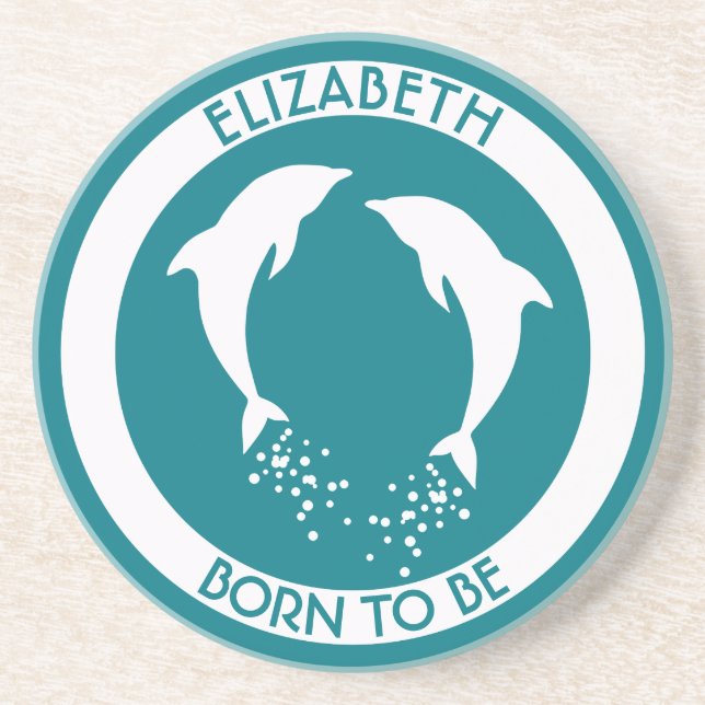 Två vitbanhoppningdelfiner med bubblar vit underlägg sandsten (Framsidan)