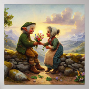 Två Vuxarna Munchkin-tecken med Vintage Charm Poster