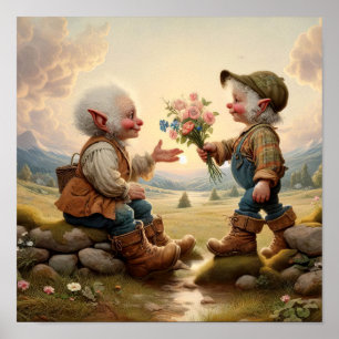 Två Vuxarna Munchkin-tecken med Vintage Charm Poster