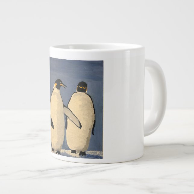 Två vuxarnas kejsare pingviner pratar jumbo mugg (Framsida höger)