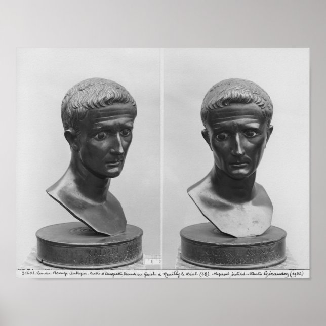 Två vyer av kejsare Augustus bust Poster (Framsidan)