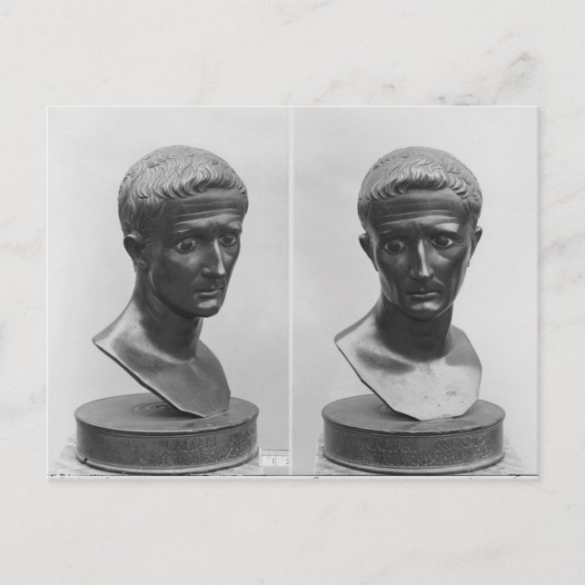 Två vyer av kejsare Augustus bust Vykort (Framsida)