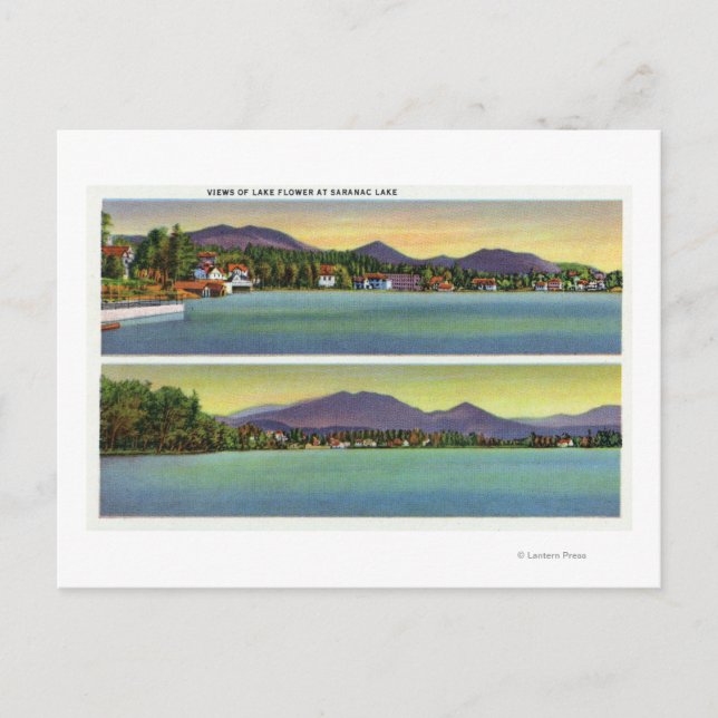 Två vyer av Sjö Flower Vykort (Framsida)
