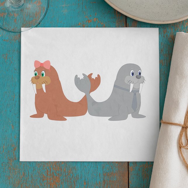 Två Walruses Napkins Pappersservett (Skapare uppladdad)