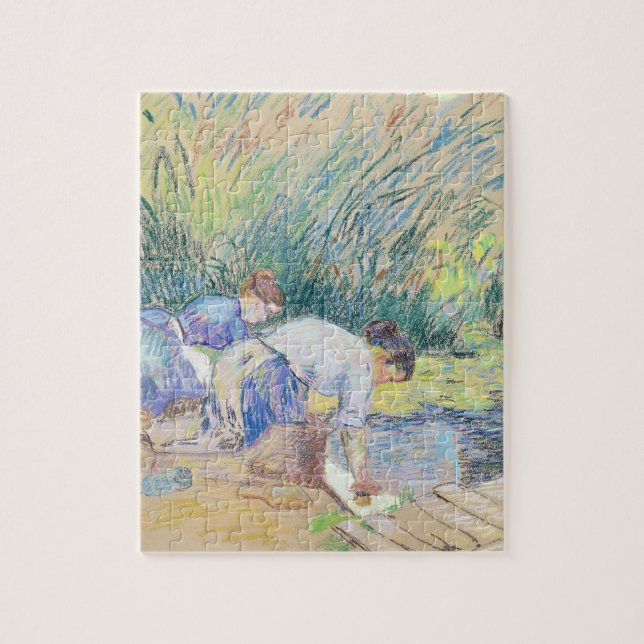 Två Washerwomen (pastell på papper) Pussel (Vertikal)