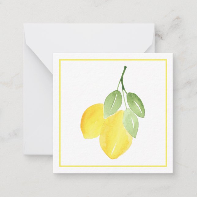 Två Watercolor Lemons Note Card Anteckningskort (Framsida)