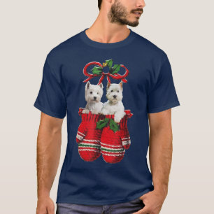 Två Westie Hund Inside Handskar jul Ornament P T Shirt