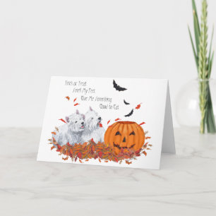 Två Westies på Halloween Kort