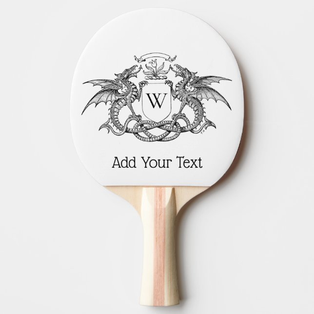 Två Wingons Dragons Heraldic Vapensköld Emblem Mon Pingisracket (Framsidan)