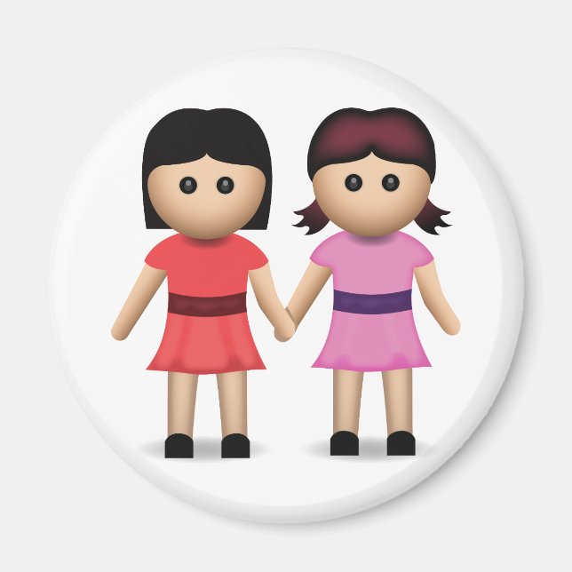 Två Women Holding Händer Emoji Magnet (Framsidan)