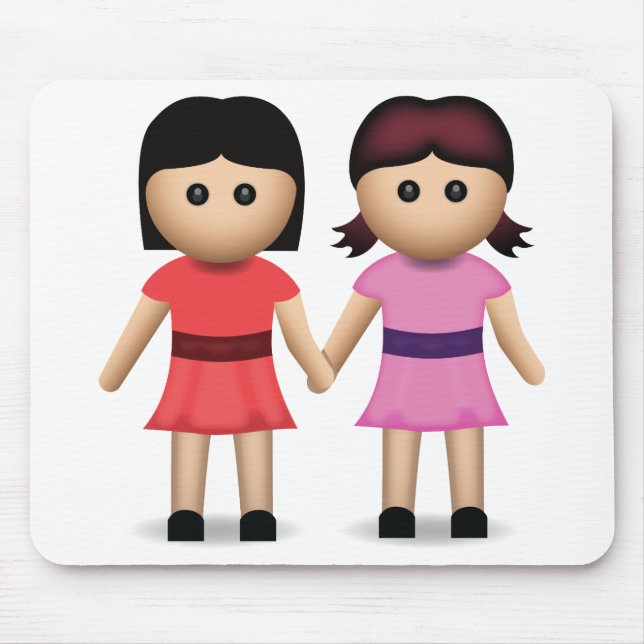 Två Women Holding Händer Emoji Musmatta (Framsidan)