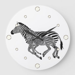 Två Zebra Wall Clock Stor Klocka