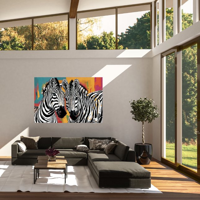 Två Zebröder Modern Art Poster (Two Zebras Modern Art Poster)