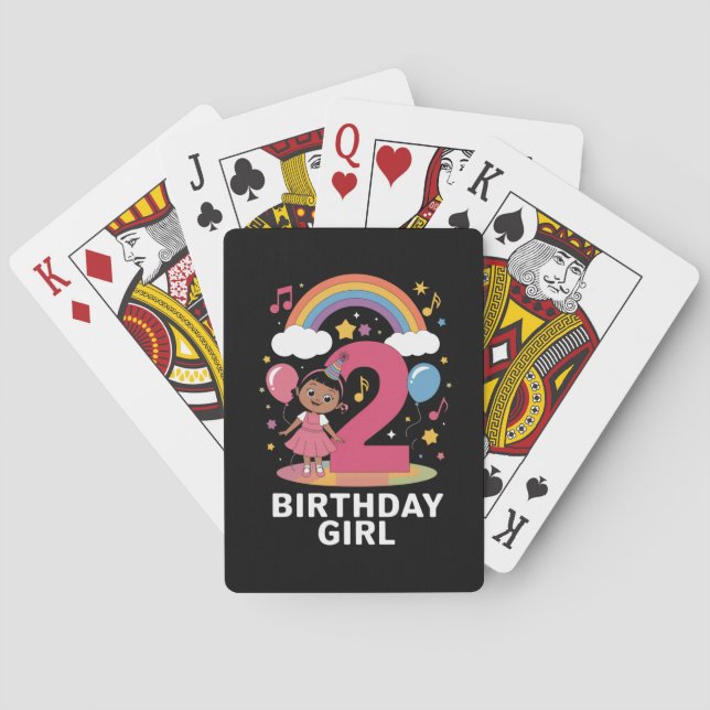 Tvåårig Födelsedagsflicka Söt 2-års Födelsedag Casinokort (Baksidan)