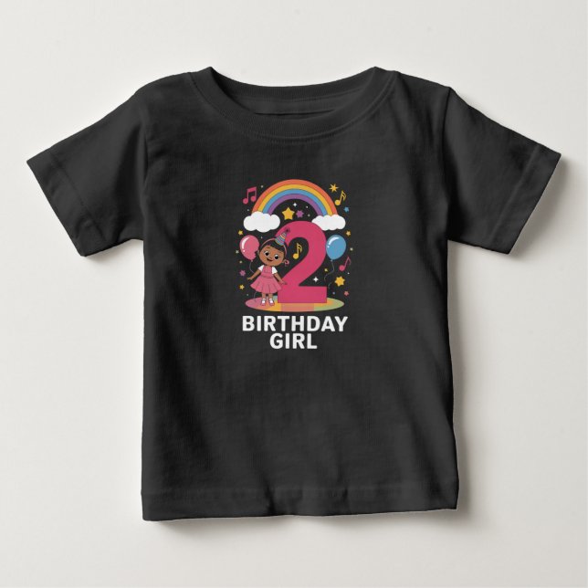 Tvåårig födelsedagsflicka Söt 2-års födelsedag T Shirt (Framsida)
