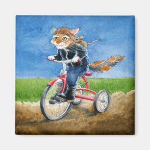 Tvåcykelmagnet för katt och mus magnet