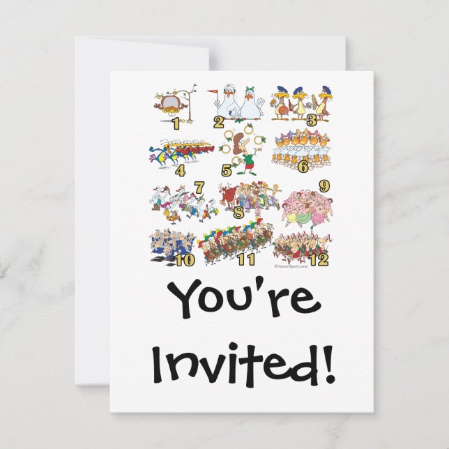 Tvådagars christmas sång tecknad inbjudningar (Framsida)