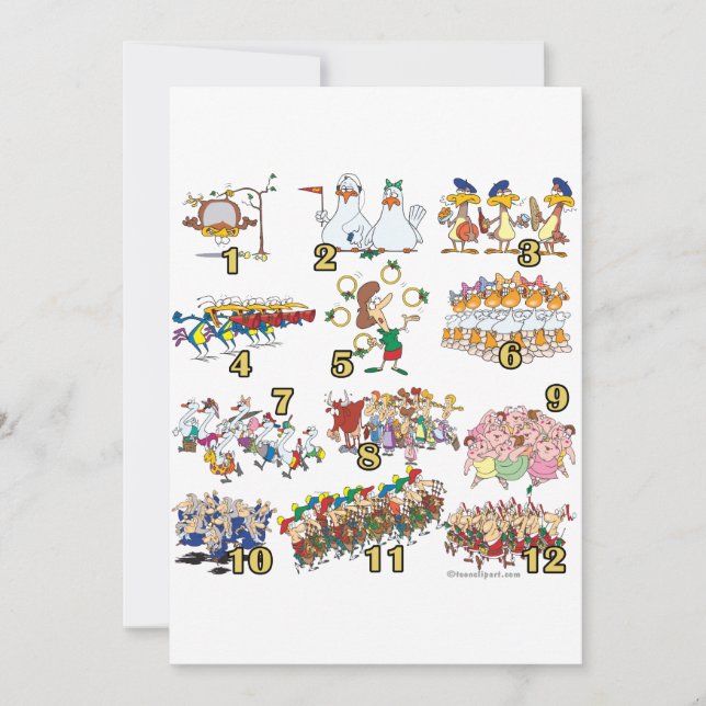 Tvådagars christmas sång tecknad julkort (Framsida)