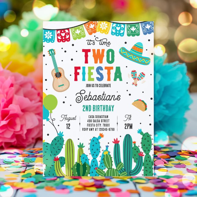Tvåeuropeisk mexikansk fiesta 2:a födelsedagen Par Inbjudningar (Skapare uppladdad)