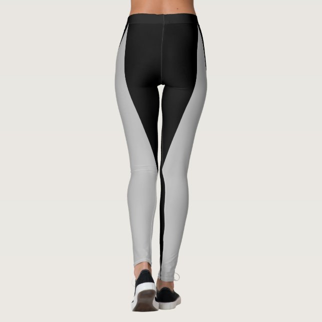 Tvåfärgade Leggings med Former och Kurvor - Svart  (Baksida)