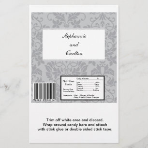 Tvåfärgat Grått Damask Wedding Large Candy Pub Wra