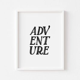 Tväfärgssvart äventyr-utskrift poster