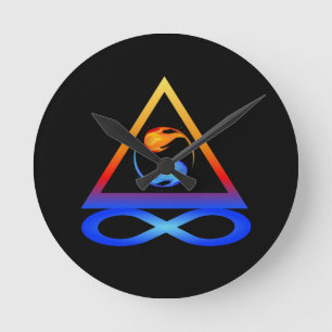 Tvåfenad flamsymbol- rund klocka