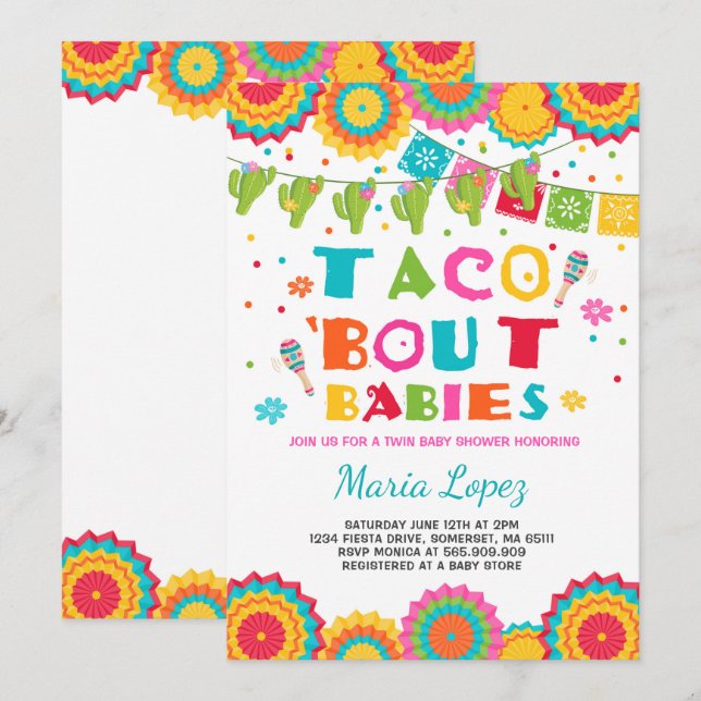 Tvåfiesta Baby Shower Inbjudan Taco Bout Spädbarn (Fram/baksida)