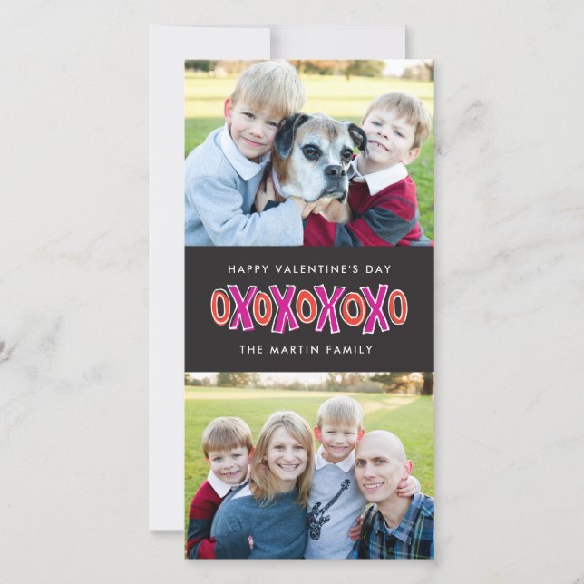 Tvåfoto-kort för XOXO Valentine Day Julkort (Framsida)
