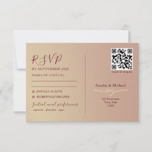 Tvåfunktionell romantisk bröllops QR-kod OSA Kort