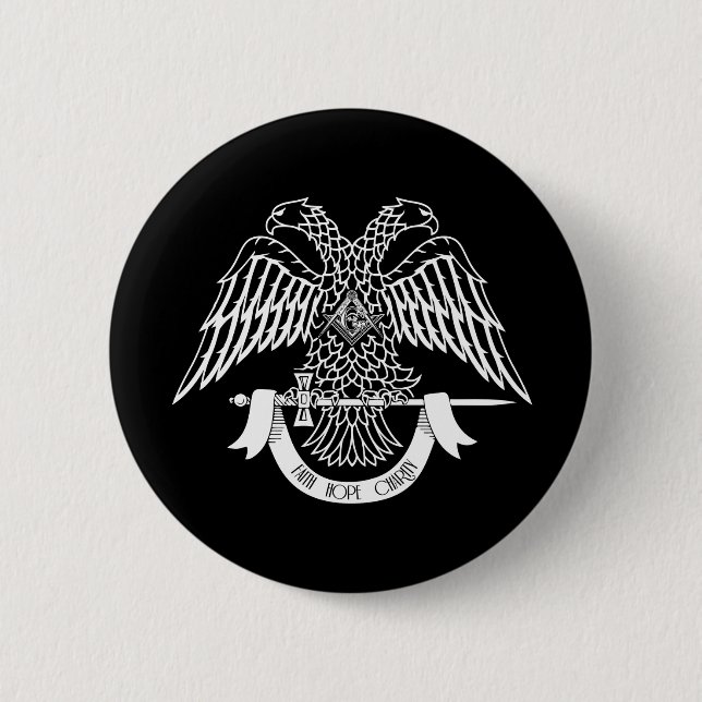 Tvåhöns som Masonisk symbol Knapp (Framsida)