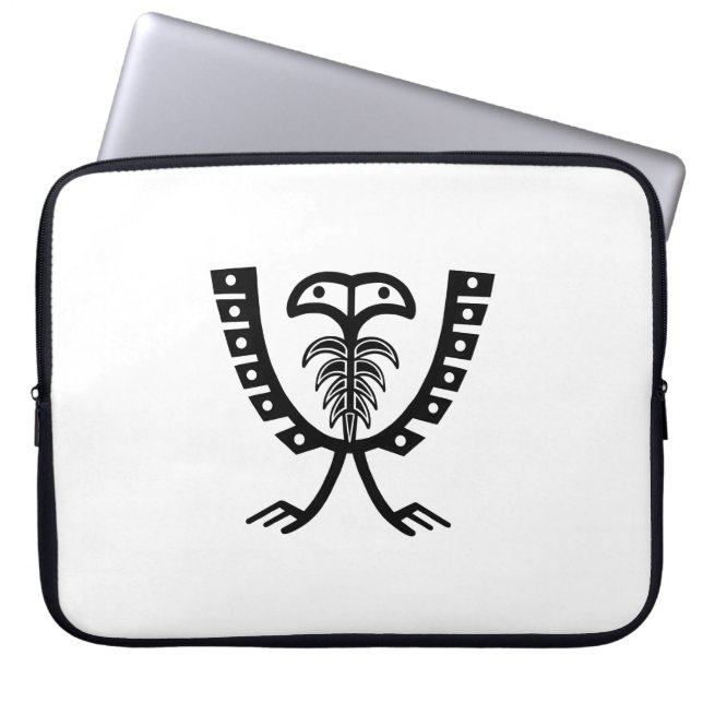 Tvåhövdad svart örn laptop sleeve (Framsidan)