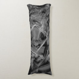 Tvajsade fyrkanter, grått och svarta 'penseldrag' kroppskudde