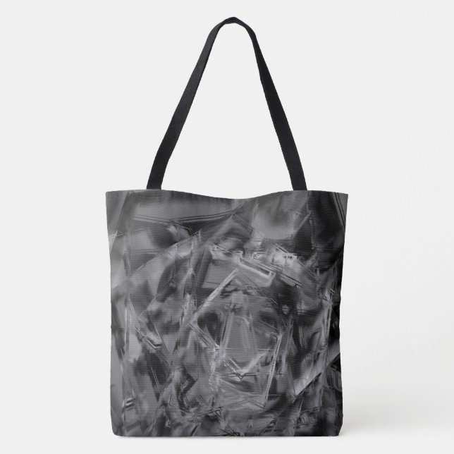 Tvajsade fyrkanter, svarta och grått 'penseldrag' tygkasse (Baksida)