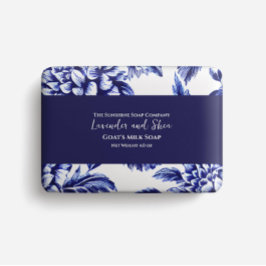 Tvål Förpackning Papper - blå och vit dahlias Flygblad