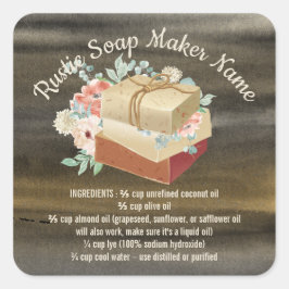 Tvål Ingredienser Rustik Hemmagjord Fyrkantigt Klistermärke