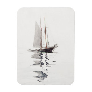 Tvåmastad skonare med dory av Winslow Homer Magnet