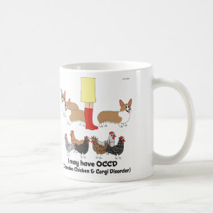 Tvångsmässig höna- & Corgioordningmugg Kaffemugg