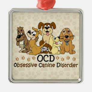 Tvångsmässig hund- oordning för OCD Julgransprydnad Metall