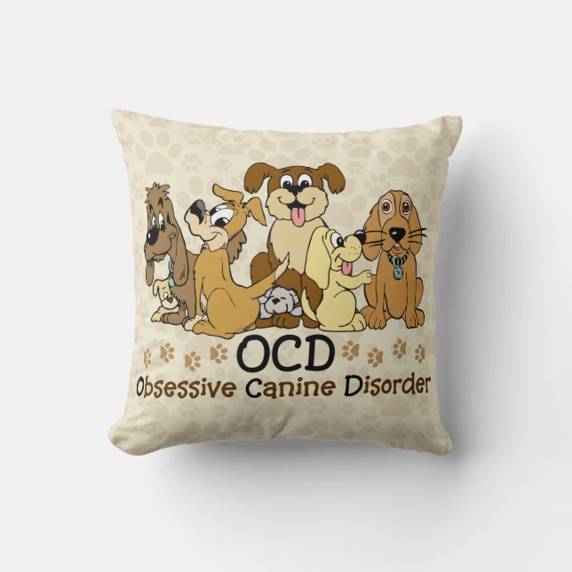 Tvångsmässig hund- oordning för OCD Kudde (Framsida)