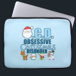 Tvångsmässig juloordning (blått) laptop sleeve<br><div class="desc">Jag har tvångsmässig juloordning. Jag förmiddagen som är besatt med alla gulliga saker för julen,  semestrar. Santa,  ren,  älvor och alla av roliga julsymboler. Bilder vid prettygrafik.com</div>