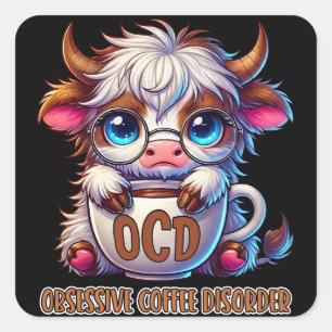 Tvångsmässig kaffestörning fyrkantigt klistermärke