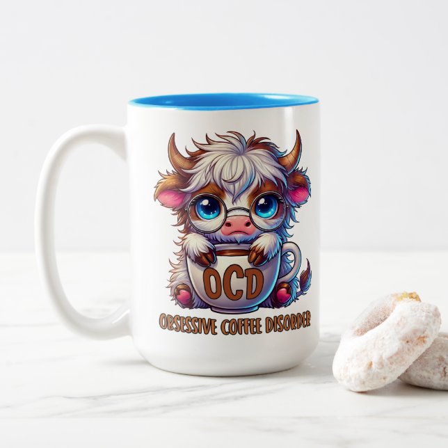 Tvångsmässig kaffestörning  Två-Tonad mugg (Med munk)