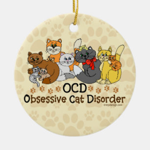 Tvångsmässig kattoordning för OCD Julgransprydnad Keramik